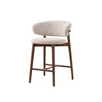 Chaise de bar et tabouret de cuisine de style nordique moderne en bois massif durable avec dossier, idéal pour restaurant commercial et maison