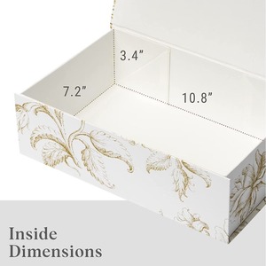 Golden flower decoration box with magnetic lid, suitable for <b>gifts</b>, wedding <b>memory</b> box can be customized according to needs - Product Image 5