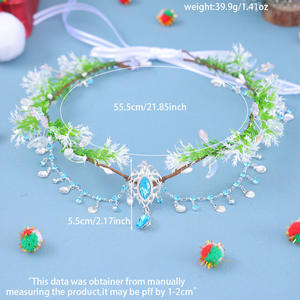 Style forêt Simple <span class=keywords><strong>fleur</strong></span> fraîche <span class=keywords><strong>couronne</strong></span> rougeoyante casque pour mariée robe de mariée Photo Shoot plage vacances éclairage décoratif - Product Image 2