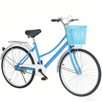 Bicicleta Clásica de Una Velocidad para Mujer, 26 Pulgadas, Aleación de Aluminio, Horquilla de Acero, Oferta Económica con Canasta, Bicicleta Urbana