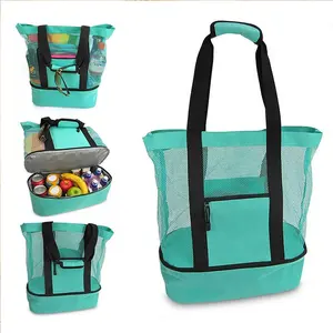 Bolsa de mano de malla plegable para viaje al aire libre, bolsa de almacenamiento para picnic, aislante, impermeable, Amazon
