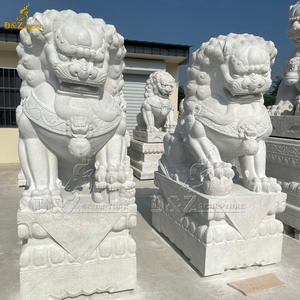 Tiananmen-estatua tradicional china de perros Fu, escultura de Leones cuadrados de mármol - Product Image 3