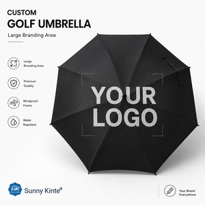 Cadeaux d'affaires Promotion de marque Parapluie personnalisé avec impression de logo Parapluie de golf droit Coupe-vent - Product Image 1