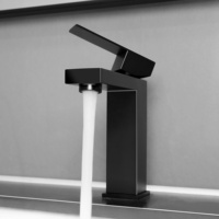 Cartouche en céramique 304 acier inoxydable salle de bain évier robinet mitigeur thermostatique eau chaude et froide robinet carré bassin robinets