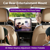 Support de téléphone et tablette 16 pouces pour appuie-tête de voiture, antivol, support iPad pour siège arrière, triple pliage, prise en charge 27 cm, rotation 360°, alliage d'aluminium