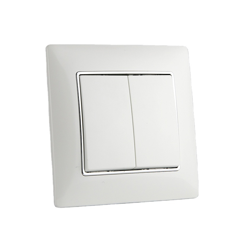 EU Standard White PC Material 86MM <strong>2</strong> <strong>Gang</strong> 1 <strong>Way</strong> 10A Home Electrical Wall and Light <strong>Switches</strong>