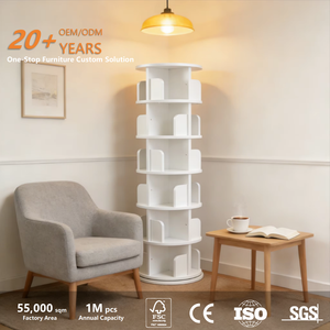 Étagère à livres rotative à 360° en bois massif moderne pour enfants, organisateur de bibliothèque pivotant pour gagner de la place dans les petits salons - Product Image 3