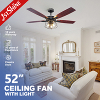 Ventilateur de plafond intelligent 1stshine 52 pouces, moderne, haute vitesse, commande vocale, moteur silencieux de qualité professionnelle, avec lumière