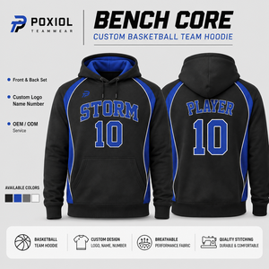 Hoodie Pullover Tim Basket Custom Print, Logo Tim, Nama, Nomor, Sekolah, Pemain, Pelatih, Dewasa, 100% Poliester - Product Image 2