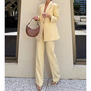 Ensemble veste et pantalon de costume uni pour femme, style européen décontracté et professionnel, idéal pour le travail, vente en gros S-L - Product Image 4