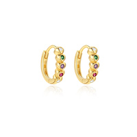 CANNER Cadeau de la Saint-Valentin pour fille, boucles d'oreilles créoles en argent 925 avec zircon coloré en forme de cœur, tendance pour femmes