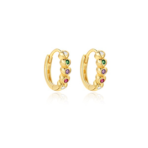 CANNER - Pendientes de Aro de Plata 925 con Zirconia Cúbica Colorida en Forma de Corazón, Regalo para el Día de San Valentín para Mujer - Product Image 1