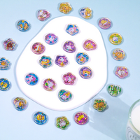 Pegatinas Epoxi en Relieve de Anime Kawaii, Paquete de Pegatinas 3D con Lentejuelas Holográficas en Forma de Corazón, Flor y Redondas para Regalo