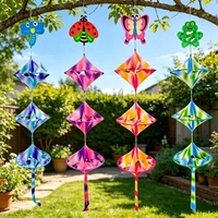 Tourniquet à vent suspendu pliable de 140 cm à 10 panneaux, paillettes arc-en-ciel, décoration de jardin, protection UV, nylon imperméable, sculpture cinétique éolienne