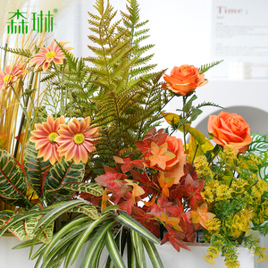 Caja de Flores Artificiales de Plástico Blanco, Decoración de Paisaje con Juncos, Plantas <span class=keywords><strong>para</strong></span> Bodas de Otoño, Separador de Espacios, Decoración Verde Sencilla - Product Image 2