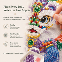 Kit de Peinture Diamant 5D KS Craft Écologique sur Toile Imprimée, Thème Danse du Lion Chinois Violet, Art Diamant Spécial DIY Oriental
