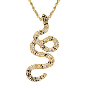Collana con ciondolo serpente colorato Iced Out, brillante, con zirconi cubici, stile Hip Hop, gioielli di lusso da strada per uomo, personalizzabile - Product Image 1
