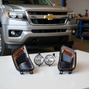 <b>LED</b> <b>Fog</b> <b>Light</b> Set For Chevrolet Colorado 2015-2017, 12V Replacement Lighting System, Black Housing with Chrome Trim, New Auto Ac - Product Image 1