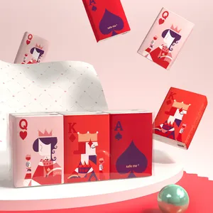 Safe Me Nieuwe Gezichtsweefsels Pokerstijl Rode Kleur Afdrukken Papier Zakdoekjes 6 Packs/Set 3-laags 8 Vellen Zakdoekweefsel