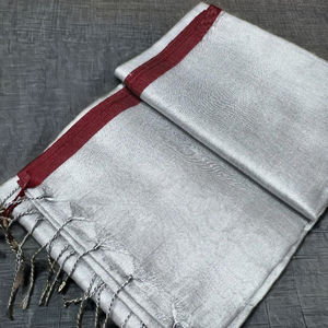 Vestido Saree Azrak de Seda/Algodón Tassar a Cuadros, Hecho a Mano, Ecológico, de Secado Rápido, Peso Medio, Tejido, para Niñas y Mujeres, para Bodas - Product Image 1