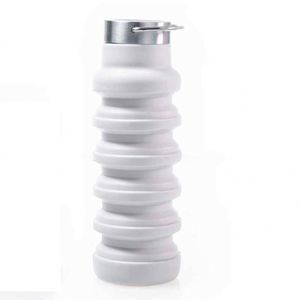 Collapsible Silicone Water Bottle Portable Travel Mug Solid Color Outdoor <b>Hiking</b> Camping Use Unisex Modern Design Screw-On <b>Cap</b> - Product Image 5
