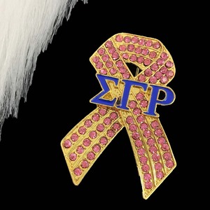 Sigma Gamma Rho Pink Rhinestone Ribbon Brooch Pins Lapel <strong>Buttons</strong> <strong>Badges</strong> - Product Image 2