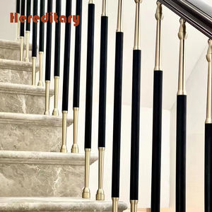 Barandilla Decorativa de Aluminio en Color Negro y Dorado, Diseño Moderno de Barandilla de Escalera de Aluminio para Hotel - Product Image 3