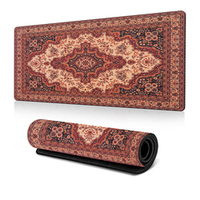 Nappe carrée grande taille motif tapis persan bordeaux, résistante à l'usure, rétro, luxueuse, écologique, imperméable, antidérapante, en caoutchouc