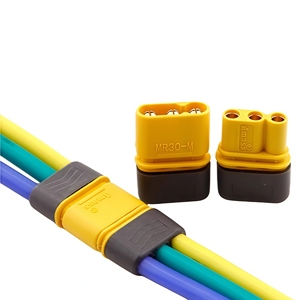 Conjunto de conectores de 3 pines MR30-M/MR30-F con funda para cableado de ESC y motor de alta temperatura en modelos RC - Product Image 1