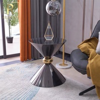 Meuble de salon de luxe moderne, nouveau design italien, noir avec or, table latérale en acier inoxydable, table basse
