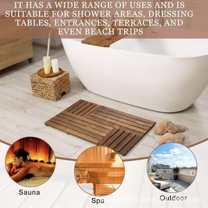 Tapis de sol en bois emboîtable antidérapant pour salle de bain, tapis de douche en bois massif, tapis de sauna en bois - Product Image 2