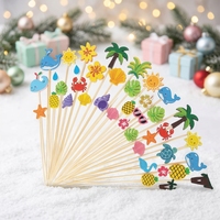 Aangepaste logo's met oceaanthema, bamboeprikkers met schattige zeedierenontwerpen voor zomerfeestjes, cocktail- en fruitdecoratie