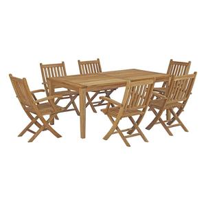 Juego de <span class=keywords><strong>comedor</strong></span> al aire libre de <span class=keywords><strong>teca</strong></span> para patio al aire libre de 7 piezas con muebles naturales - Product Image 2