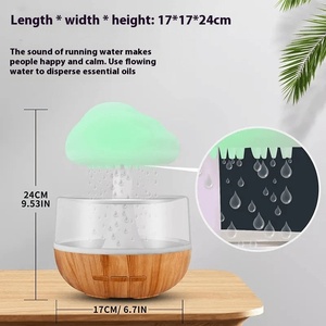 Humidificador de nubes degradadas y gotas de lluvia, luces coloridas, difusor de aceite esencial, enchufe de EE. UU. Para la atmósfera del hogar, calidad del sueño - Product Image 4