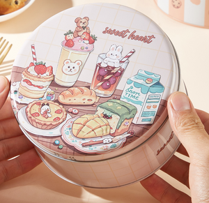 Boîte en métal ronde pour bonbons, avec motif de dessin animé en relief, capacité de 1,27 L, récipient de stockage alimentaire pour biscuits, gâteaux, flocons de neige, marque <span class=keywords><strong>TIMO</strong></span> - Product Image 2