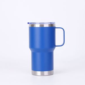 Taza de café de acero inoxidable de doble pared de 20oz/30oz, a prueba de fugas, con aislamiento al vacío, asa metálica y tapa con pajita para viaje - Product Image 1