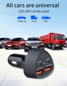 Directo de fábrica PD 25W A + C 18W Adaptador de carga rápida 4 puertos Encendedor de cigarrillos 4 en 1 Cargador de coche - Product Image 5