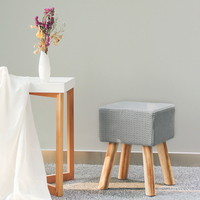 Tabouret avec repose-pieds rond pour les pieds en bois, meuble de salon, tabouret à dossier tricoté, offre spéciale