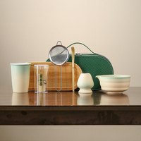 Kit de Matcha en Céramique Style Japonais, Fouet et Cuillère en Bambou, Bols à Matcha en Porcelaine Cuite au Four, Ensemble de 7 Pièces, Coffret Cadeau
