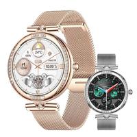 Untuk NX17PRO 2 Pasang Tali Jam Tangan Pintar Wanita Bahan Stainless Steel Android IP68 Panggilan Video Pelacak Kebugaran Detak Jantung Jam Tangan Kesehatan