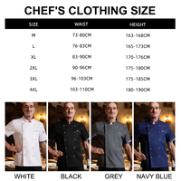Nouvelle arrivée vente en gros restauration hôtel Chef travail cuisine uniforme noir à manches courtes respirant modèles Chef veste hommes