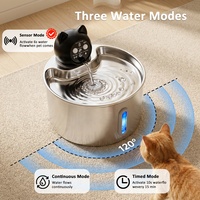 Fontaine à eau sans fil pour animaux de compagnie certifiée CE RoHS FC, 2,2 L, acier inoxydable 304, distributeur d'eau automatique intelligent pour chiens et chats