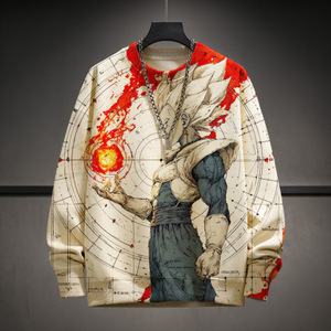 <b>Men's</b> Printed Crewneck Sweatshirt 100% Cotton Regular Sleeve Breathable Knitted <b>Pullover</b> Spring Casual Wear - Product Image 2