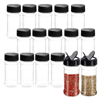 Ensemble de bouteilles à épices en plastique de 100 ml, récipients à épices réutilisables, pots à assaisonnements avec bouchon noir pour épices et herbes