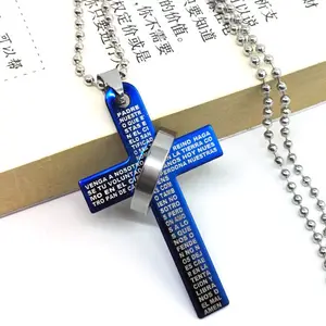 00116-3 Fashion Rvs Christelijke Bijbel Gebed Cross Mannen Charmante Hanger Ketting Sieraden