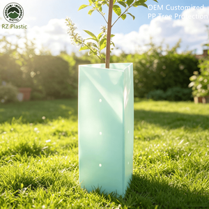 Abri pour arbres en panneaux alvéolaires en PP, style translucide à pliage rapide, pour protéger les jeunes arbres et les cerfs, protection d'arbres en PP personnalisée - Product Image 1