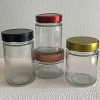 OEM 100ml 150ml Lebensmittel qualität Glas Marmeladen glas Deep Lid Zinn deckel Tiernahrung Keks Honig Schokolade Versiegelung Typ Schraub verschluss