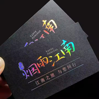 Cartes de visite personnalisées de luxe noires avec estampage à chaud, bordure dorée, découpe laser argentée holographique, papier artistique