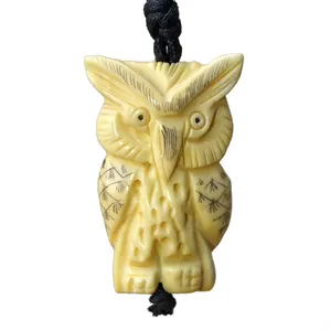 GX109 Hot Sale Yak bone hand-carved owl pendant necklace Vintage Style Primitive tribes Jewelry for woman