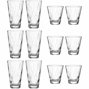 Twist 12-Piece <b>Glass</b> Set Highball And <b>Shot</b> <b>Glasses</b> For Cocktails And Everyday Use - Product Image 1